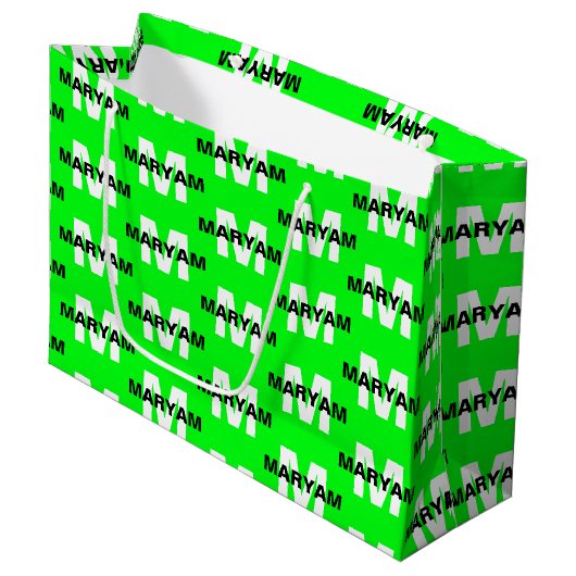 Moderne cadeautas met monogram en naam in heldergr (Voorkant Gekanteld)