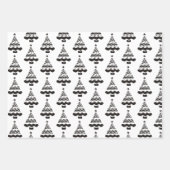 Moderne cadeautjes voor zwarte en witte kerstbomen inpakpapier vel (Voorkant 3)