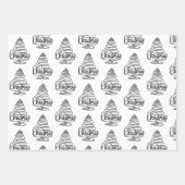 Moderne cadeautjes voor zwarte en witte kerstbomen inpakpapier vel (Voorkant 2)