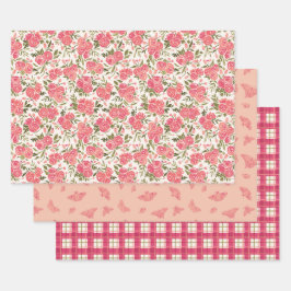 Moderne cadeauverpakkingsset voor rozentuin inpakpapier vel