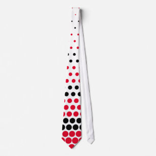 Moderne Cadmium Red en Black Polka Dot Stropdas