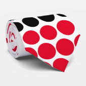 Moderne Cadmium Red en Black Polka Dot Stropdas (Opgerold)