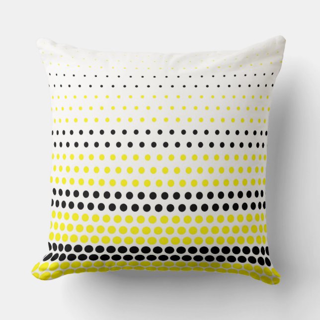 Moderne Cadmium Yellow and Black Polka Dot Kussen (Voorkant)