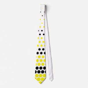 Moderne Cadmium Yellow and Black Polka Dot Stropdas