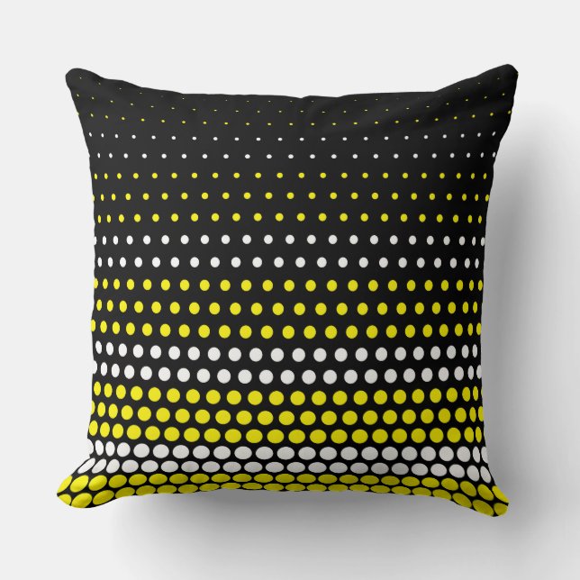 Moderne Cadmium Yellow and White Polka Dot Kussen (Voorkant)