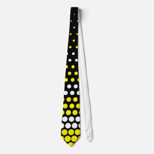 Moderne Cadmium Yellow and White Polka Dot Stropdas