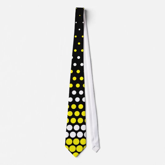 Moderne Cadmium Yellow and White Polka Dot Stropdas (Voorkant)