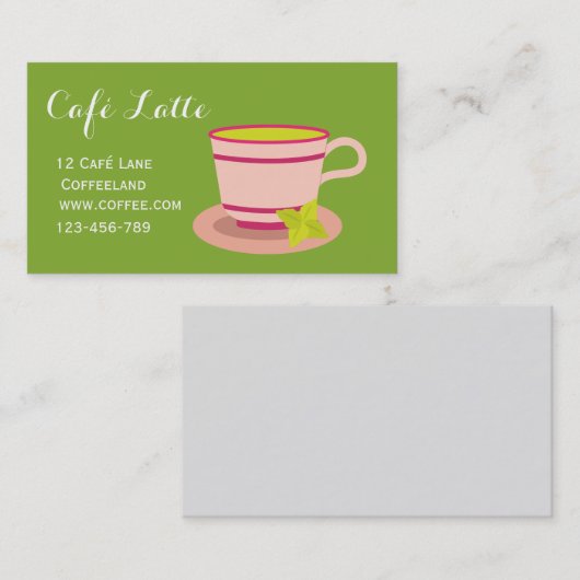 Moderne cafe theewinkelteacup mint tea visitekaartje (Voorkant / Achterkant)