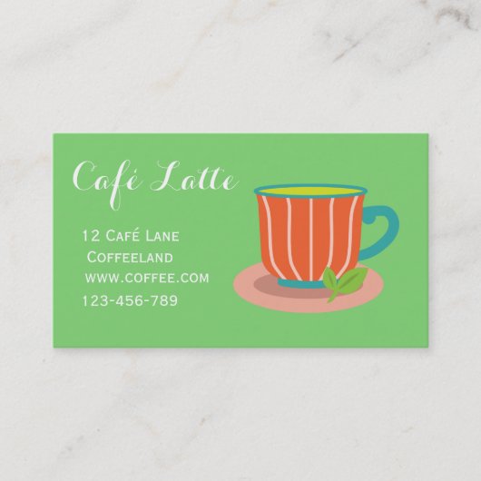 Moderne café theewinkelteacup peppermint visitekaartje (Voorkant)