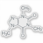 Moderne cafeïnemolecuul chemische structuur sticker (Voorkant)