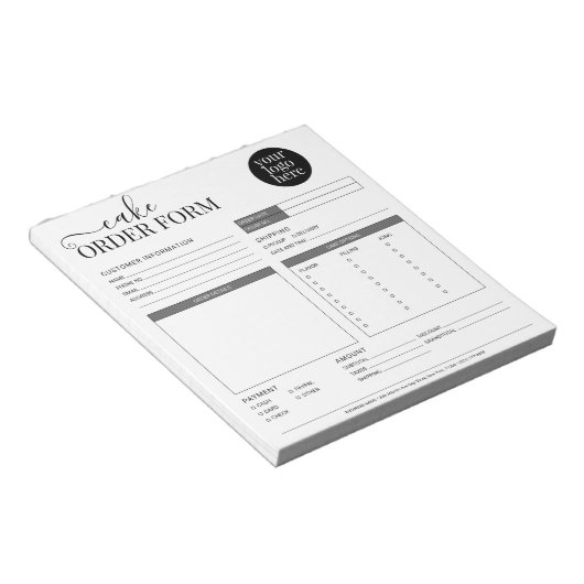 Moderne Cake Cupcake Bakery Grey Order Form Notitieblok (Schuin)