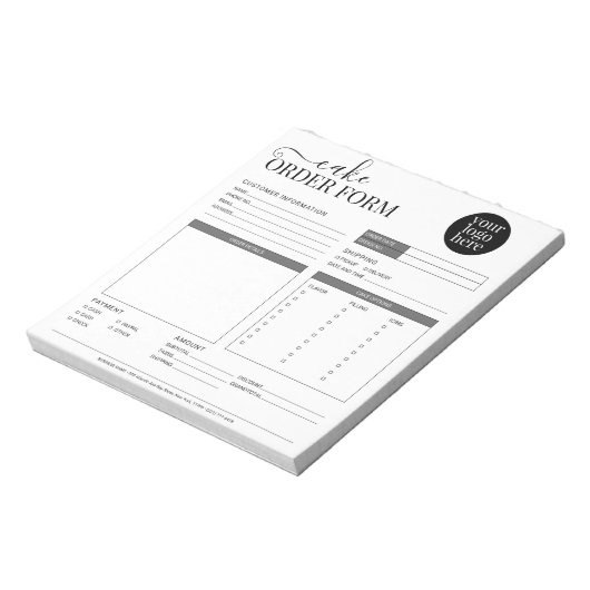 Moderne Cake Cupcake Bakery Grey Order Form Notitieblok (Linkerzijde)