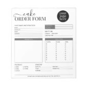 Moderne Cake Cupcake Bakery Grey Order Form Notitieblok (Voorkant)