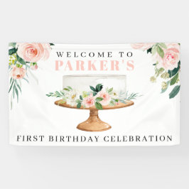 Moderne Cake Eerste Verjaardag Vinyl Welkomstbanne Spandoek