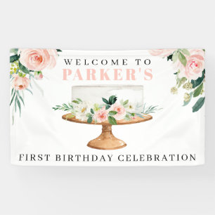 Moderne Cake Eerste Verjaardag Vinyl Welkomstbanne Spandoek