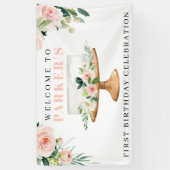 Moderne Cake Eerste Verjaardag Vinyl Welkomstbanne Spandoek (Verticaal)