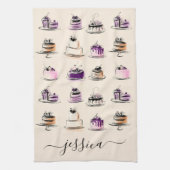 Moderne cake pattern script naam theedoek (Verticaal)