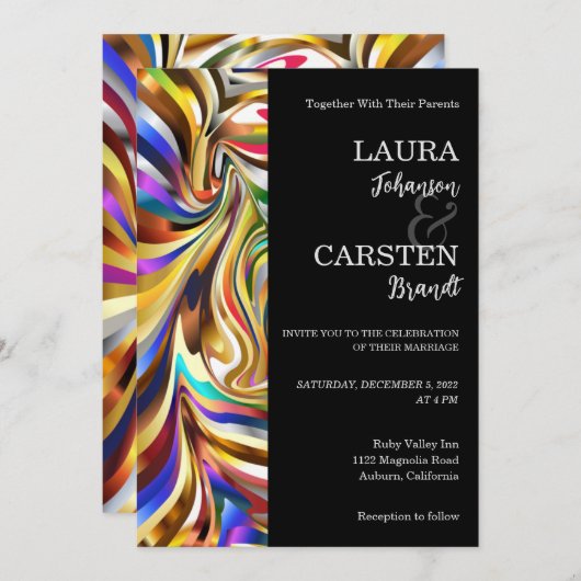 Moderne caleidoscopische bruiloft uitnodiging (Voorkant / Achterkant)