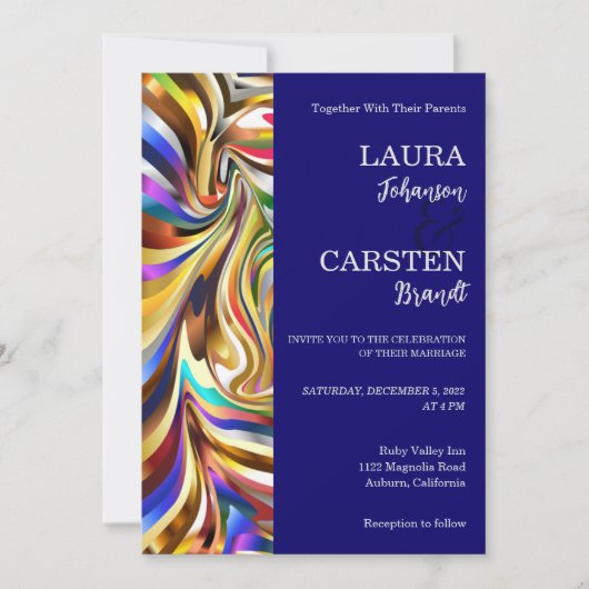 Moderne caleidoscopische bruiloft uitnodiging (Voorkant)