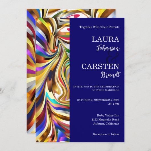 Moderne caleidoscopische bruiloft uitnodiging (Voorkant / Achterkant)