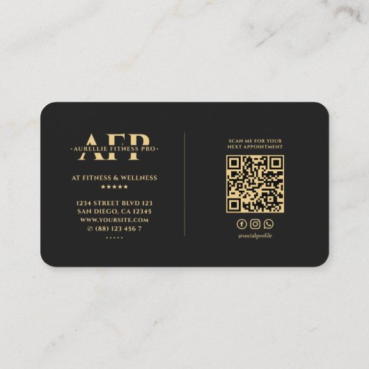 Moderne Calisthenics Personal Trainer Elegant Zwar Visitekaartje (Achterkant)