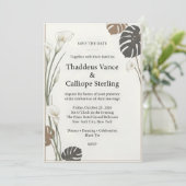 Moderne Calla Lelie & Monstera Blad Trouwdag Kaart (Staand voorkant)