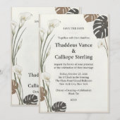 Moderne Calla Lelie & Monstera Blad Trouwdag Kaart (Voorkant / Achterkant)
