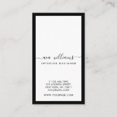 Moderne Calligrafideontwerper B&W sociaal-verticaa Visitekaartje (Achterkant)