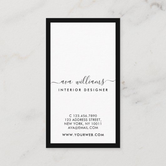 Moderne Calligrafideontwerper B&W sociaal-verticaa Visitekaartje (Achterkant)