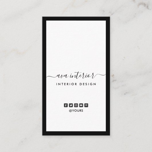 Moderne Calligrafideontwerper B&W sociaal-verticaa Visitekaartje (Voorkant)