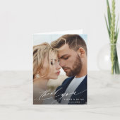 Moderne calligrafie 2 Fotobruiloft gevouwen Bedankkaart (Voorkant)