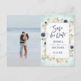 Moderne Calligrafie Anemone Flower Save the Date Uitnodiging Briefkaart