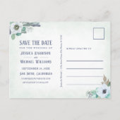 Moderne Calligrafie Anemone Flower Save the Date Uitnodiging Briefkaart (Achterkant)