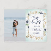 Moderne Calligrafie Anemone Flower Save the Date Uitnodiging Briefkaart (Voorkant)