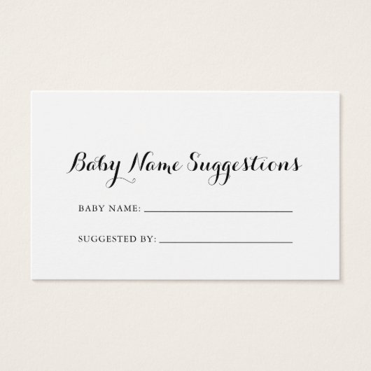Moderne Calligrafie-Baby Naam Suggestion Kaart (Voorkant)