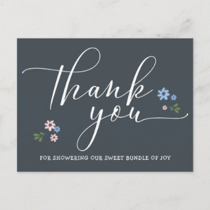 Moderne Calligrafie Baby Shower Bedankt Briefkaart