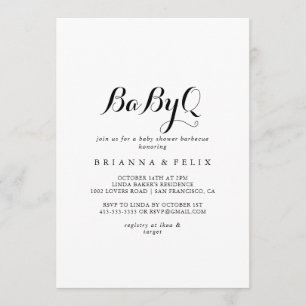 Moderne Calligrafie BabyQ Baby shower Barbecue Kaart