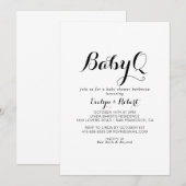 Moderne Calligrafie BabyQ Baby shower Barbecue Kaart (Voorkant / Achterkant)