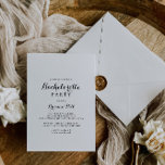 Moderne Calligrafie Bachelorette Party Kaart<br><div class="desc">Deze moderne uitnodiging van een bachelorette voor kalligrafie is perfect voor een rustige gebeurtenis. Het eenvoudige en elegante ontwerp kenmerkt klassieke en fancy manuscripttypografie in zwart-wit.</div>