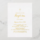 Moderne Calligrafie Baptisme Gold Folie Uitnodiging (Voorkant)