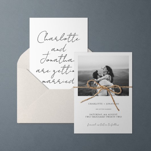 Moderne Calligrafie Black and White Wedding Save The Date