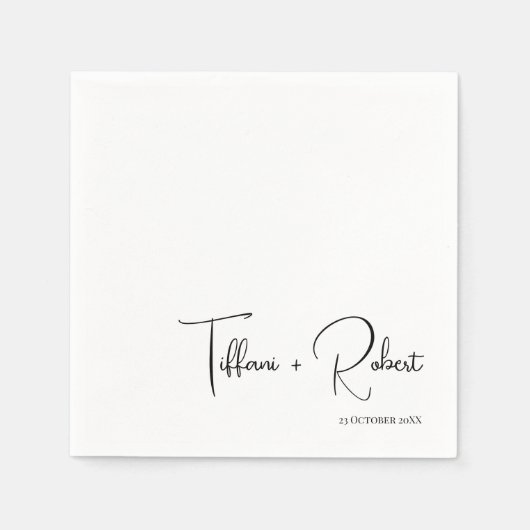 Moderne Calligrafie Black and White Wedding Servet (Voorkant)