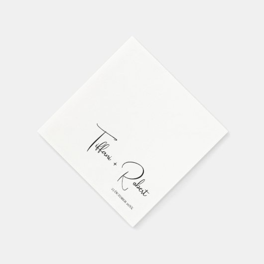 Moderne Calligrafie Black and White Wedding Servet (Hoek)