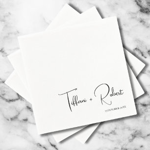 Moderne Calligrafie Black and White Wedding Servet