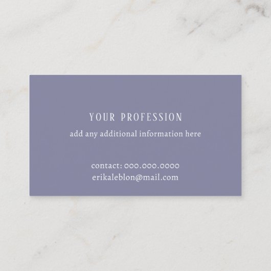 Moderne Calligrafie blauw basic Contactkaartje (Achterkant)