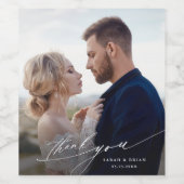 Moderne calligrafie bruiloft Bedankt Foto Wijn Etiket (Enkel label)