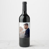 Moderne calligrafie bruiloft Bedankt Foto Wijn Etiket (Voorkant)