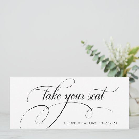 Moderne Calligrafie-bruiloft Neem een stoelkopkaar Kaart (Staand voorkant)