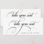 Moderne Calligrafie-bruiloft Neem een stoelkopkaar Kaart (Voorkant / Achterkant)