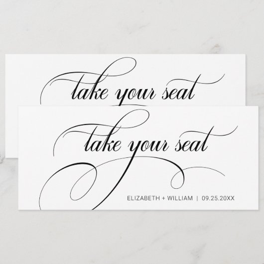 Moderne Calligrafie-bruiloft Neem een stoelkopkaar Kaart (Voorkant / Achterkant)